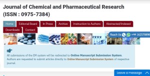 Journal of Chemical and Pharmaceutical Research